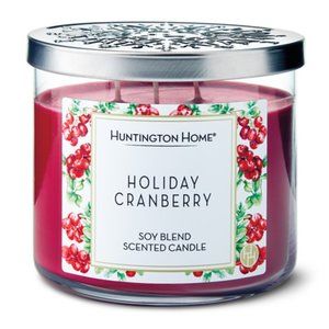 HUNTINGTON HOME HOLIDAY CRANBERRY SOY BLEND SCENTED LARGE CANDLE